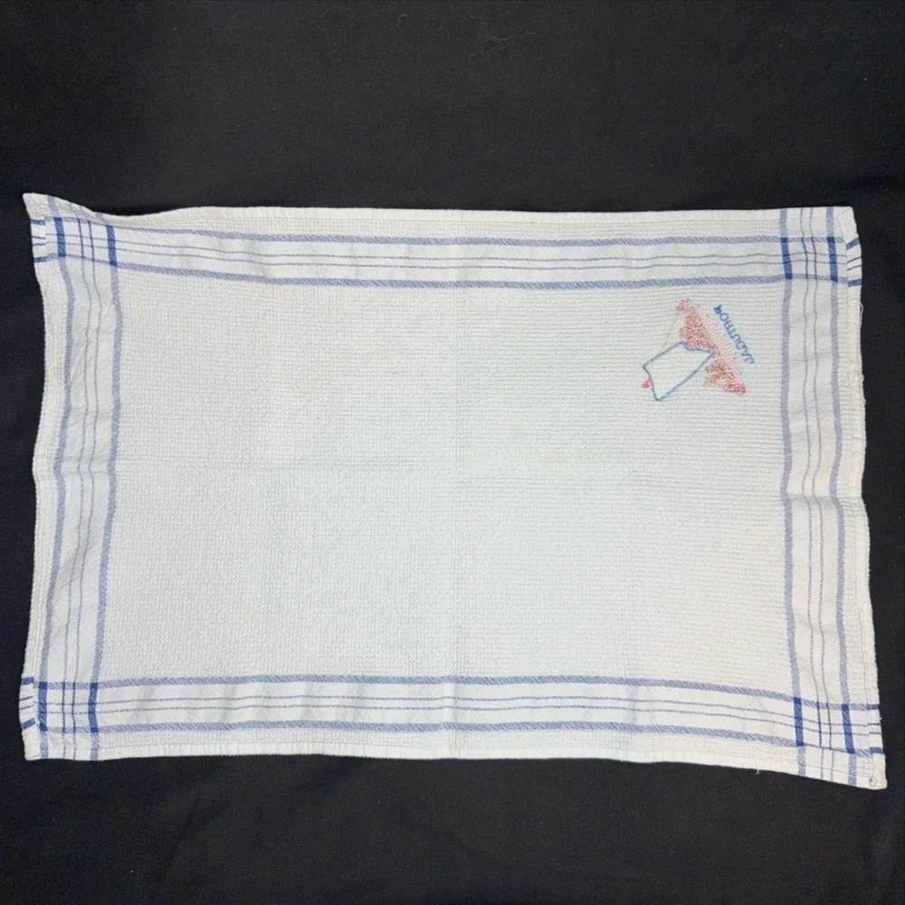 Portugal Embroidered Kitchen Tea Towel White Cotton Boat Nautical Decor